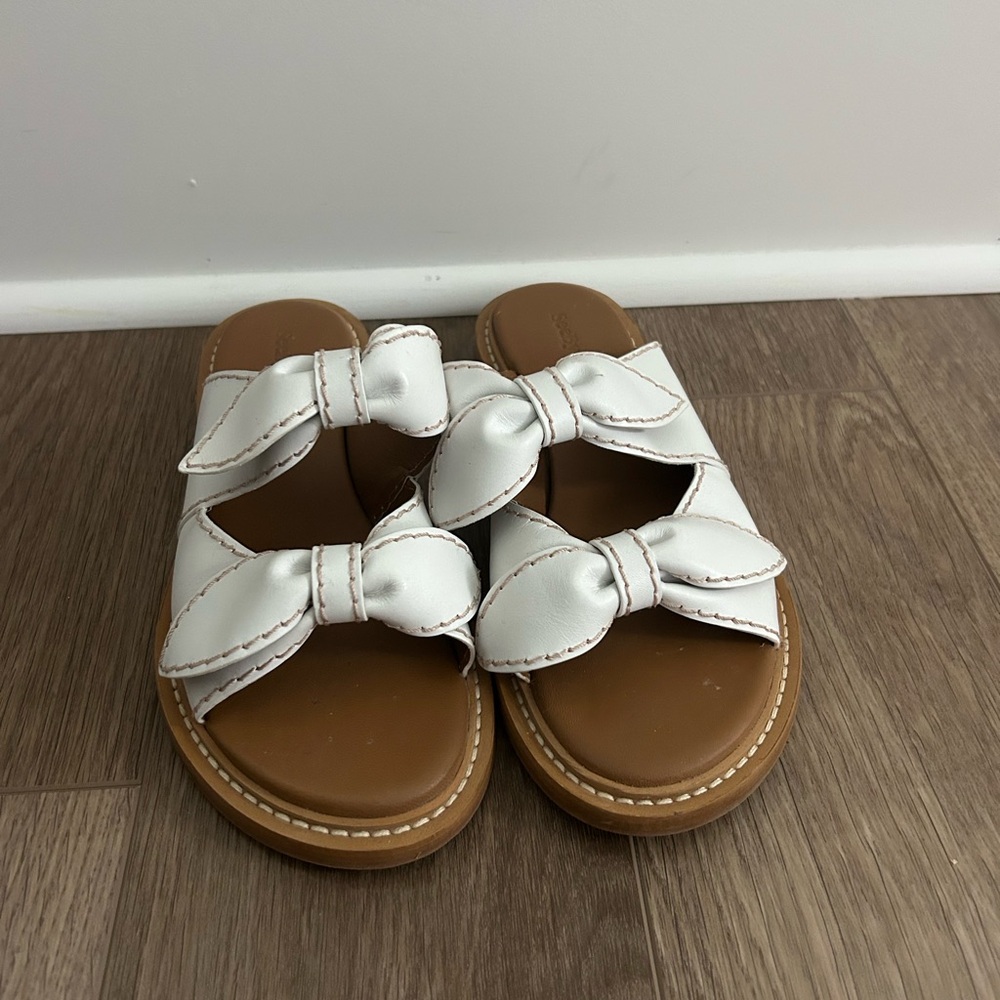 See By Chloe Kamilla White Calfskin Slides Sandals
